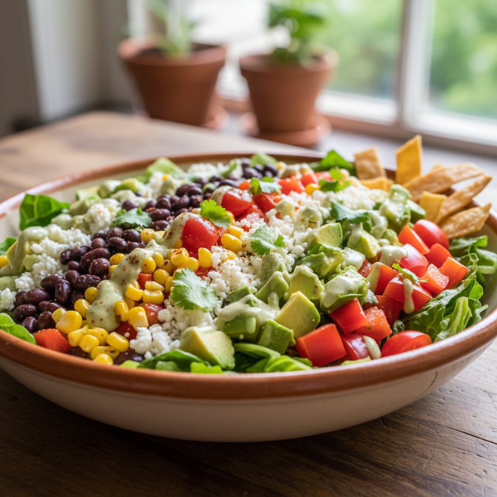 Southwest salad side view